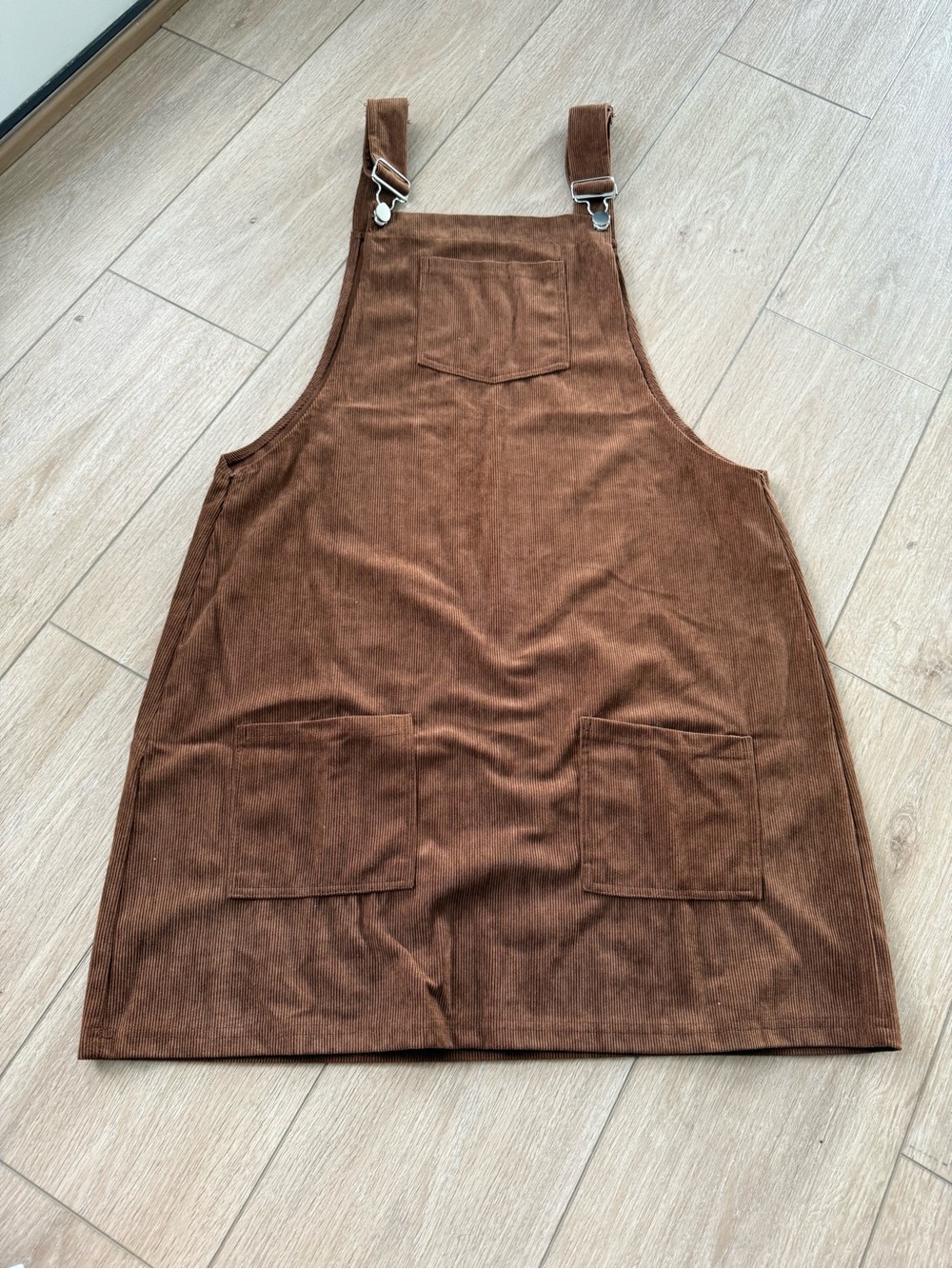 Corduroy Pinafore Dress in Rich Brown